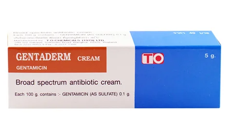 GENTADERM CREAM 5G. เยนตาเดิร์ม ครีม 5 กรัม (Gentamicin)