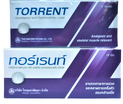 TORRENT 1*10'S. ทอร์เรนท์ 10 เม็ด (Paracetamol+Orphenadrine)