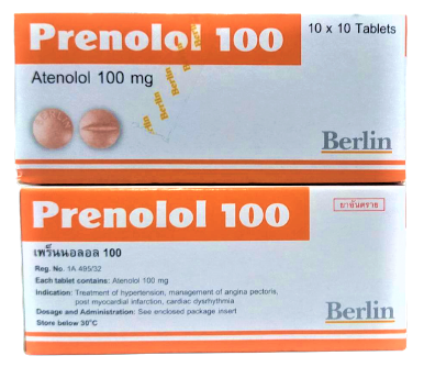 PRENOLOL 100MG.10*10'S. พรีโนลอล 100 มิลลิกรัม (Atenolol)