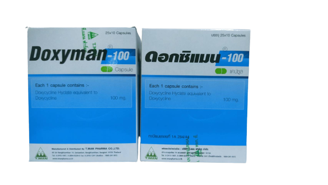 DOXYMAN-100MG.25*10'S.*ขายขาด ด็อกซีแมน 100มก. (Doxycycline)