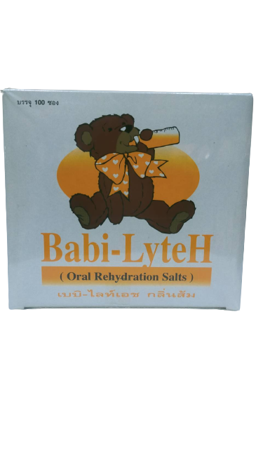 BABI-LYE -H  เบบี้ -ไลท์- เอช  แก้ท้องเสียเด็ก (รสส้ม)100ซอง*ขายขาด