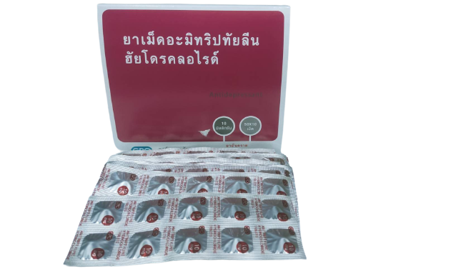 AMITRIPTYLINE 10MG 50*10'S.*แบ่งแผงขายขาด อะมิทริปทรัยลีน 10 มิลลิกรัม (Amitriptyline HCl 10mg)