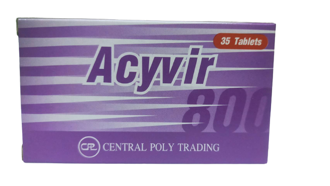 ACYVIR 800 MG 7*5'S*ขายขาด อะไซเวียร์ 800 มิลลิกรัม แผง 5เม็ด (Acyclovir)