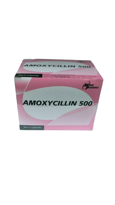 AMOXYCILLIN 500MG กล่อง50แผง ชมพู-ขาว อะม็อกซีซิลลิน 500 มิลลิกรัม (Amoxicillin)