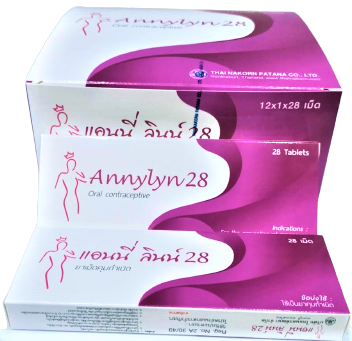 ANNYLYN 28'S. ยาคุม แอนนี่ลินน์ 28 เม็ด (Ethinyl Estradiol0.020mg+Gestodene0.075mg)