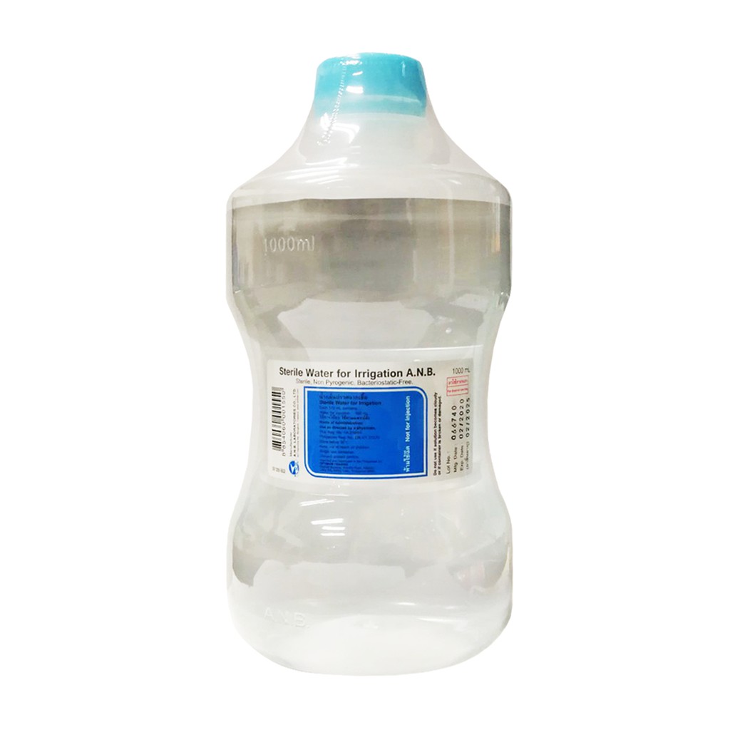 STERILE WATER FOR IRRRIGATION (ANB) ฉลากฟ้า 1000ML. น้ำกลั่นสเตอร์ไรด์ใช้ภายนอก 1000มล. (1ลัง=10ขวด)