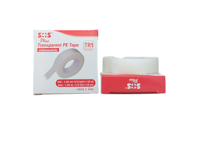 SOS TR1 TRANSPORE เทปแต่งแผลชนิดใส 1/2นิ้วx10หลา (24ม้วน)