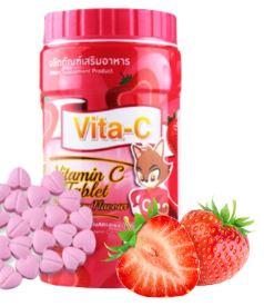 VITA-C 1,000 'S รสสตอเบอรี่T.MAN วิตามินซี อม 1,000เม็ด (Vitamin C 25 mg)