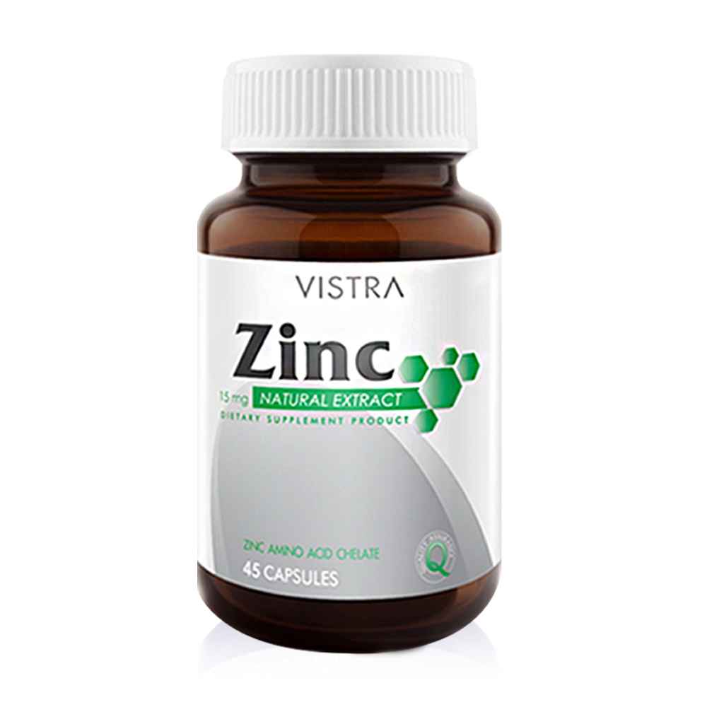 VISTRA ZINC 15MG.45'S. วิสทร้า ซิงค์ 15 มิลลิกรัม  45 เม็ด