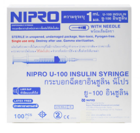 SYRINGE NIPRO INSULIN 27x1/2นิ้ว*ขายขาด กล่อง 100 อัน ไซริงค์ นิโปร อินซูลิน