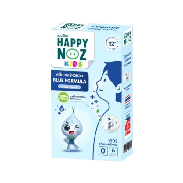 HAPPY NOZ แฮปปี้โนส สติ๊กเกอร์หัวหอม แอนตี้แบค 6ชิ้น สีฟ้า