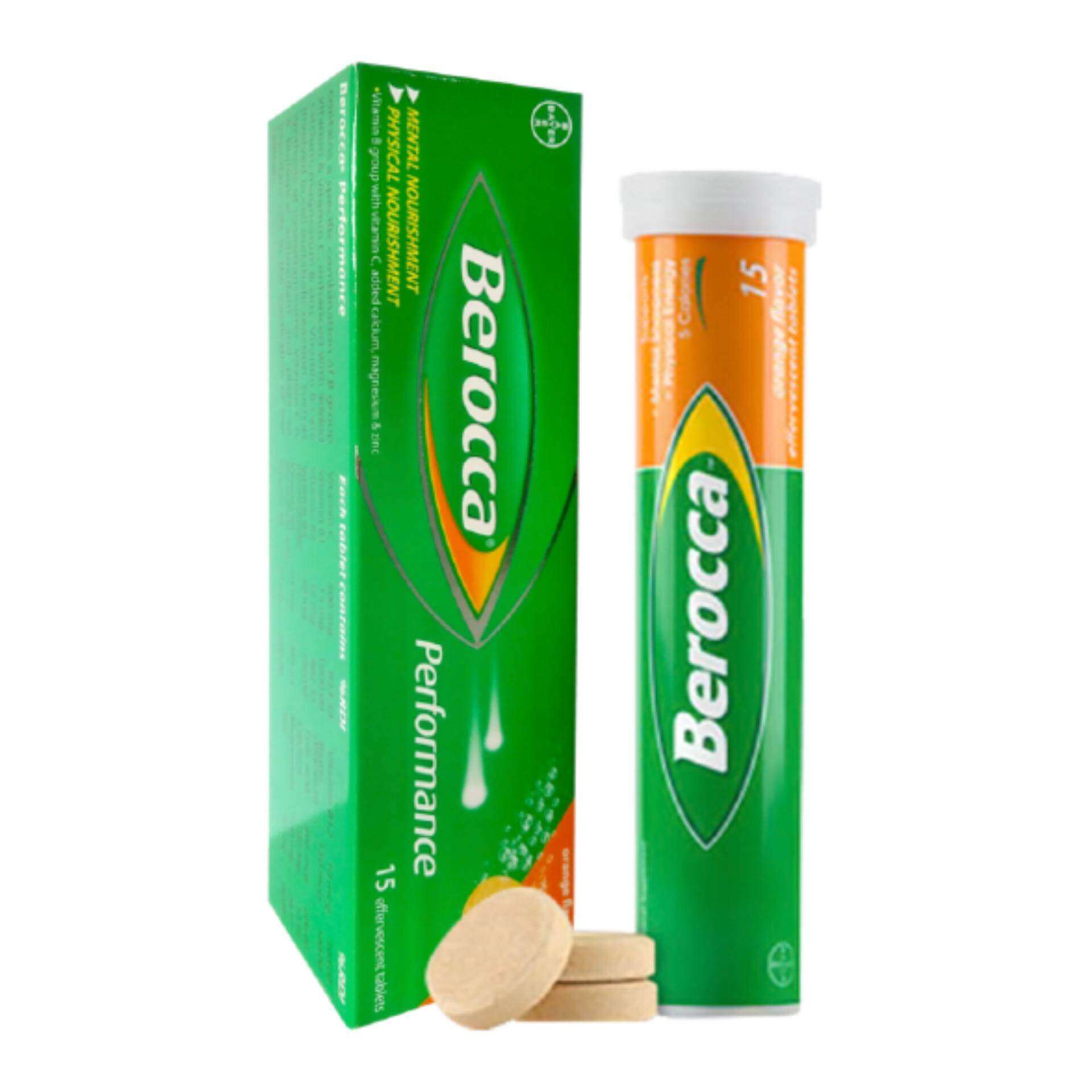 BEROCCA PERFORMANCE 15'S. บีรอคคา เพอร์ฟอร์มานซ์(รสส้ม) (Vitamin B)