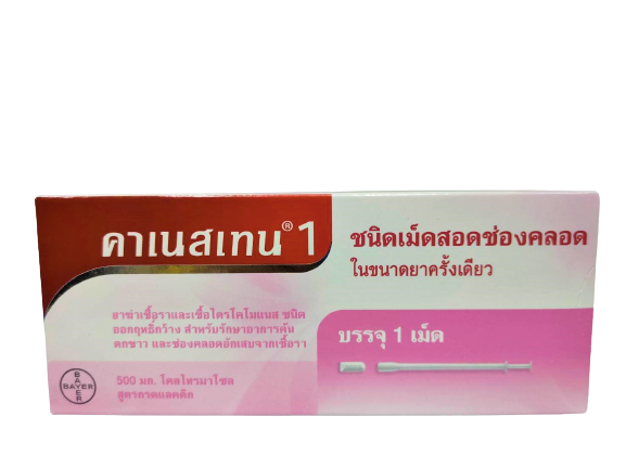 CANESTEN VT.0.5G.1'S. คาเนสเทน เหน็บ 1เม็ด (Clotrimazole) **ปรับราคาลง**