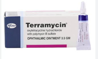 TERRAMYCIN E/O.ป้ายตา3.5G.(รุ่นมีกล่อง) เทอร์ร่ามัยซิน 3.5ก. (Oxytetracycline+Polymyxin B)