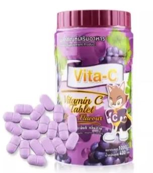 VITA-C 1,000 'S รสองุ่น T.MAN วิตามินซี อม 1,000เม็ด (Vitamin C 25 mg)