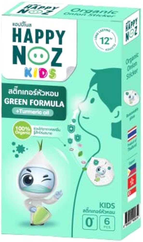 HAPPY NOZ แฮปปี้โนส สติ๊กเกอร์หัวหอม 6ชิ้น ไวรัส สีเขียว