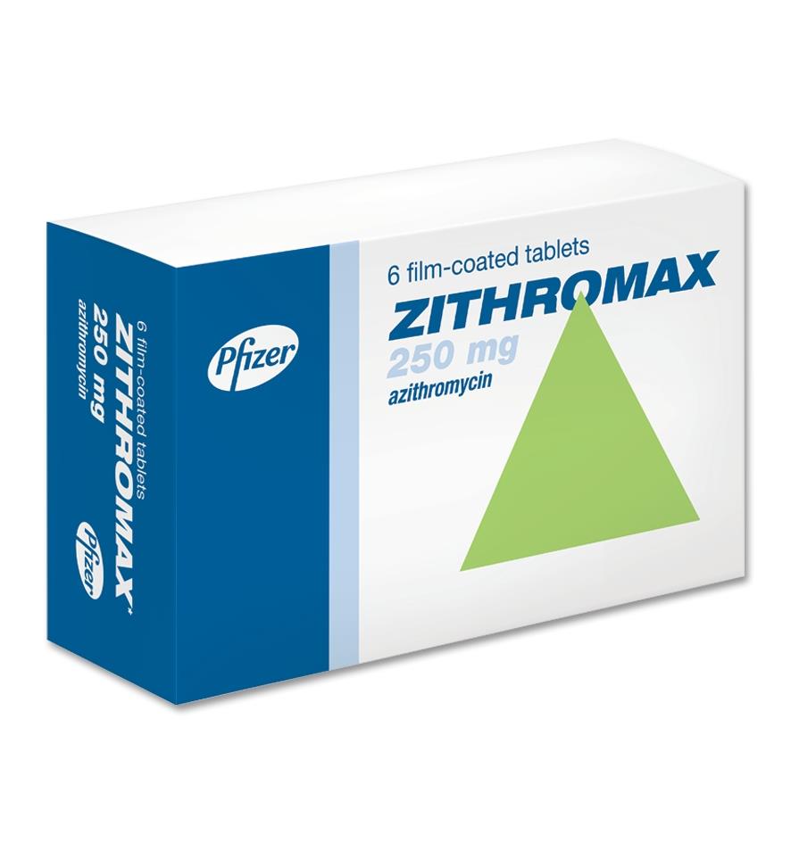 ZITHROMAX TAB.250MG.6'S.*ขายขาด ซิโธรแมกซ์ 250 มิลลิกรัม 6 เม็ด (Azithromycin)