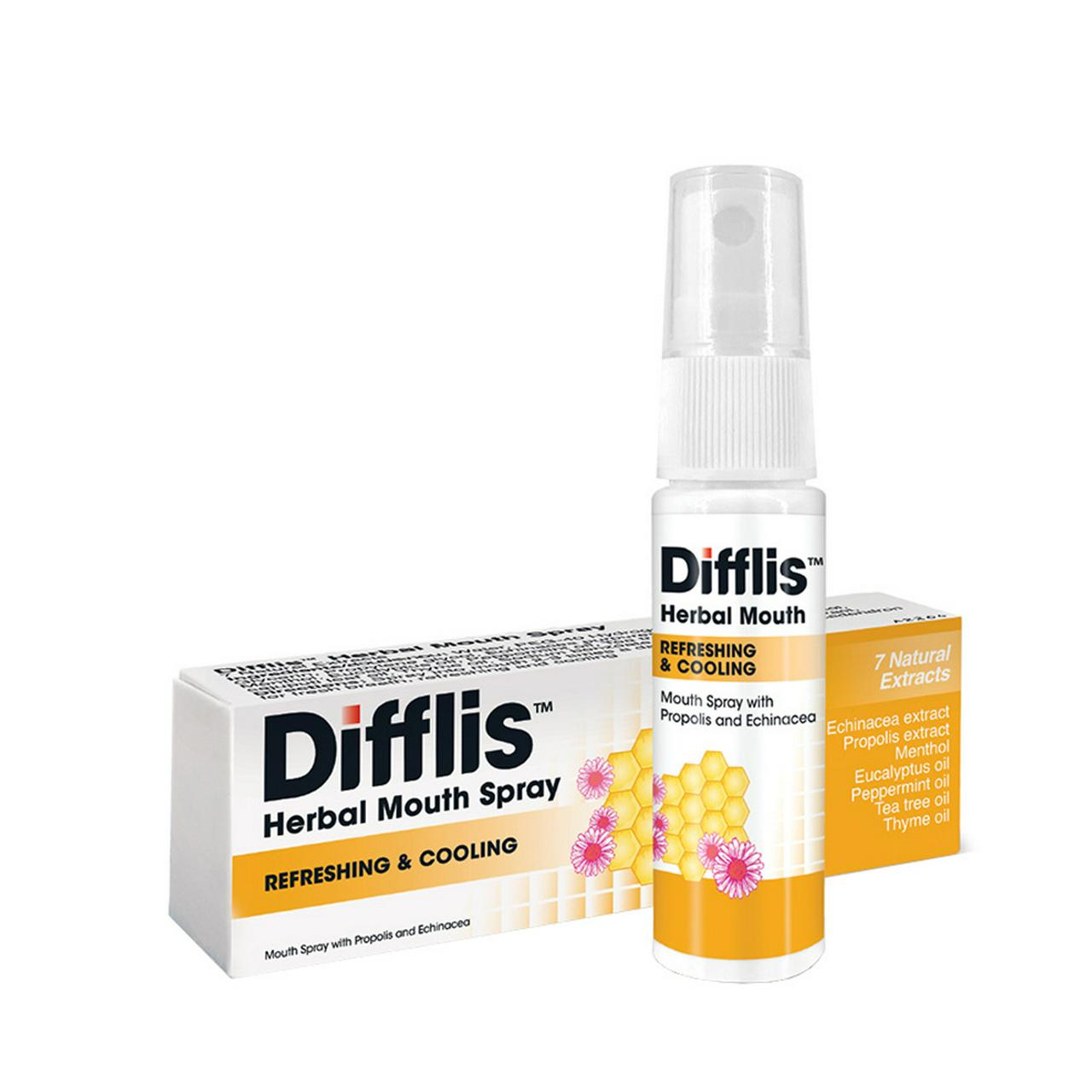 DIFFLIS HERBAL MOUTH SPRAY 15ML. ดิฟฟลิส เฮอร์เบิ้ล เมาท์ สเปรย์ *ขายขาด