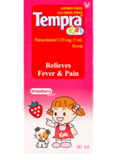 TEMPRA KIDS 60ML.(รสสตรอเบอรี่) 120MG/5ML เทมปร้า คิดส์ (Paracetamol )