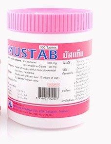 MUSTAB 500'S ชมพูกลม(NORGESIC)NL. มัสแทป 500เม็ด (ชมพูกลม)(Paracetamol 500 mg+Orphenadrine 30mg)