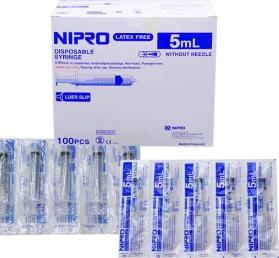 SYRINGE NIPRO 5ML.*ขายขาด กล่อง 100 อัน ไซริงค์ นิโปร 5มิลลิลิตร