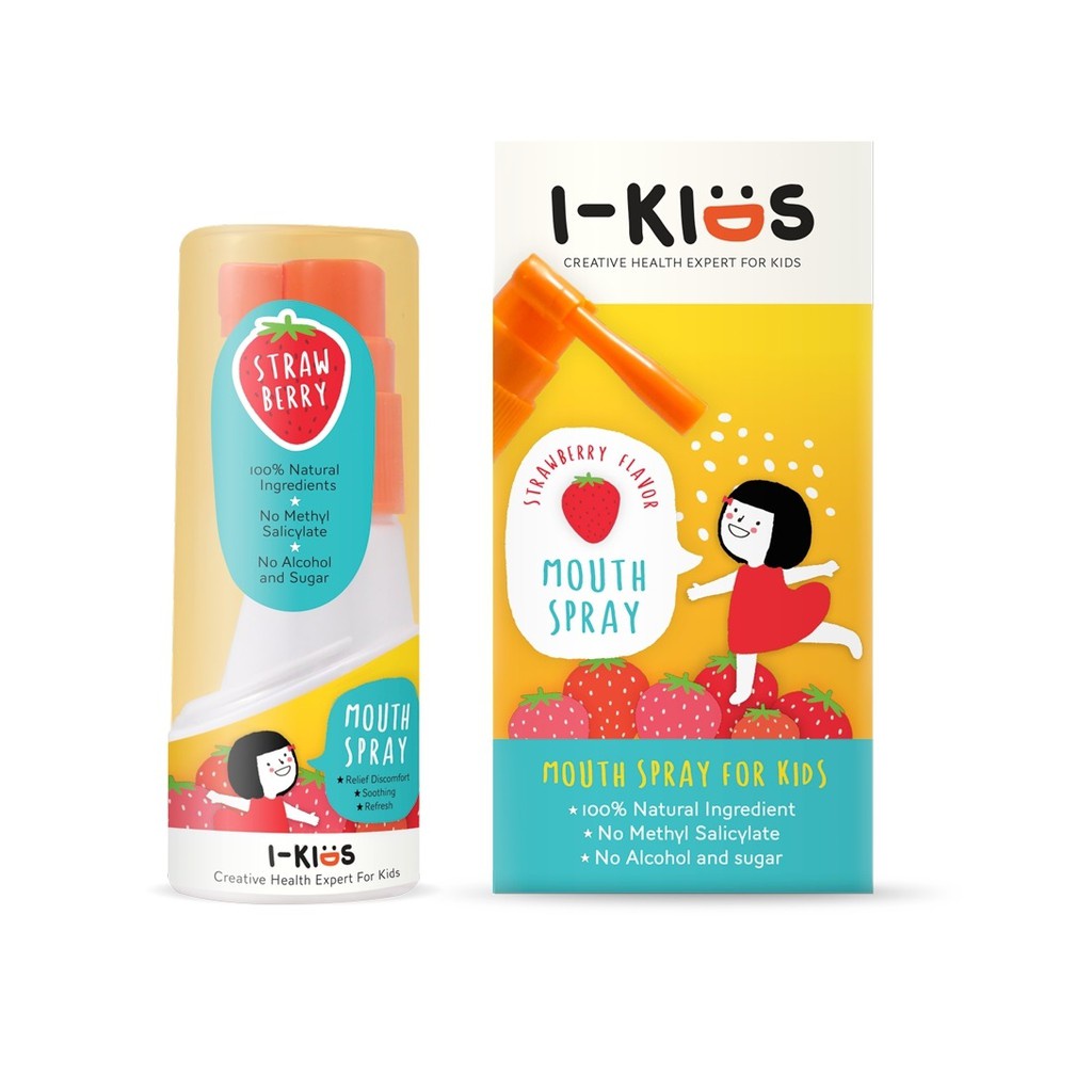 I-KIDS MOUTH SPRAY รสสตอเบอรรี่ 15ML. ไอ-คิดส์ เม้าท์ สเปรย์