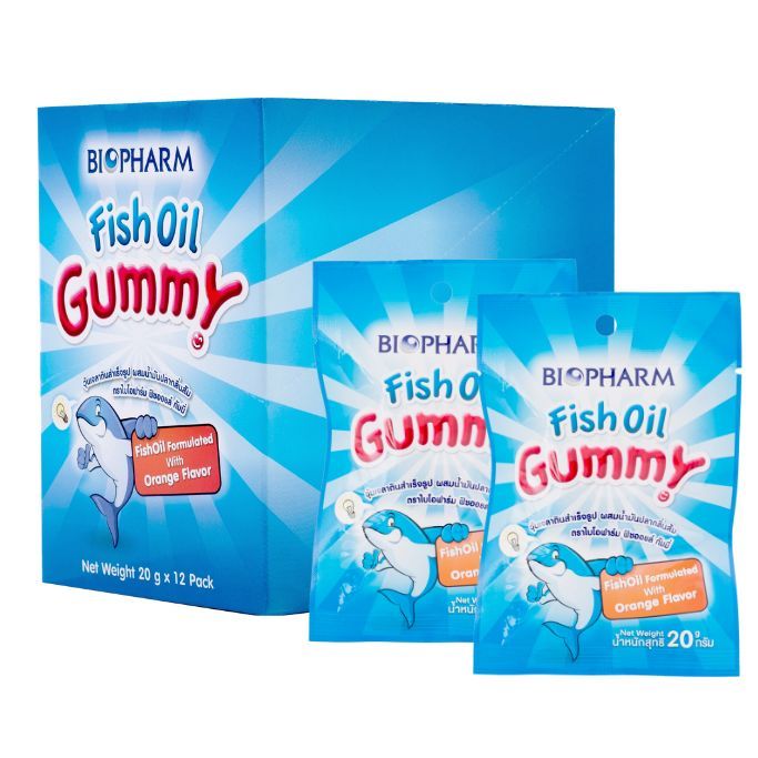 GUMMY FISH OIL 20G.12*8'S. กัมมี่ น้ำมันปลา 24 กรัม ซอง 8 เม็ด