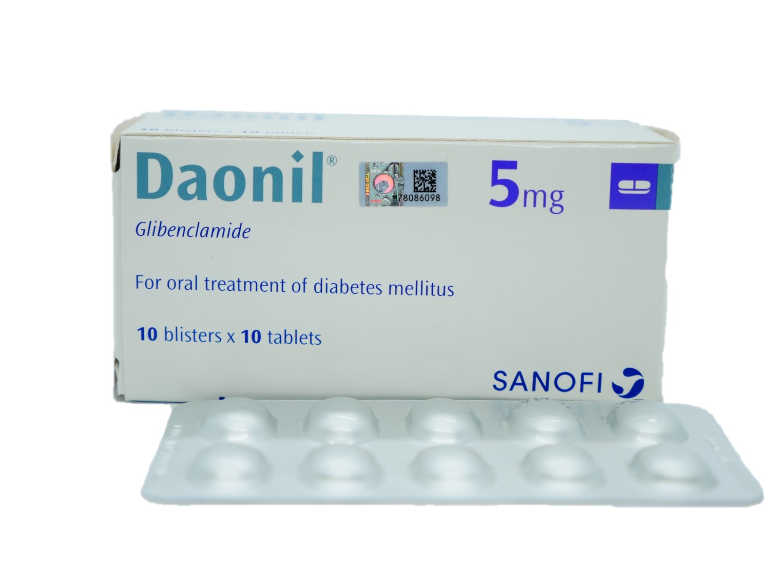 DAONIL 5MG.10'S. ดาโอนิล 5 มิลลิกรัม*ขายขาด (Glibenclamide)