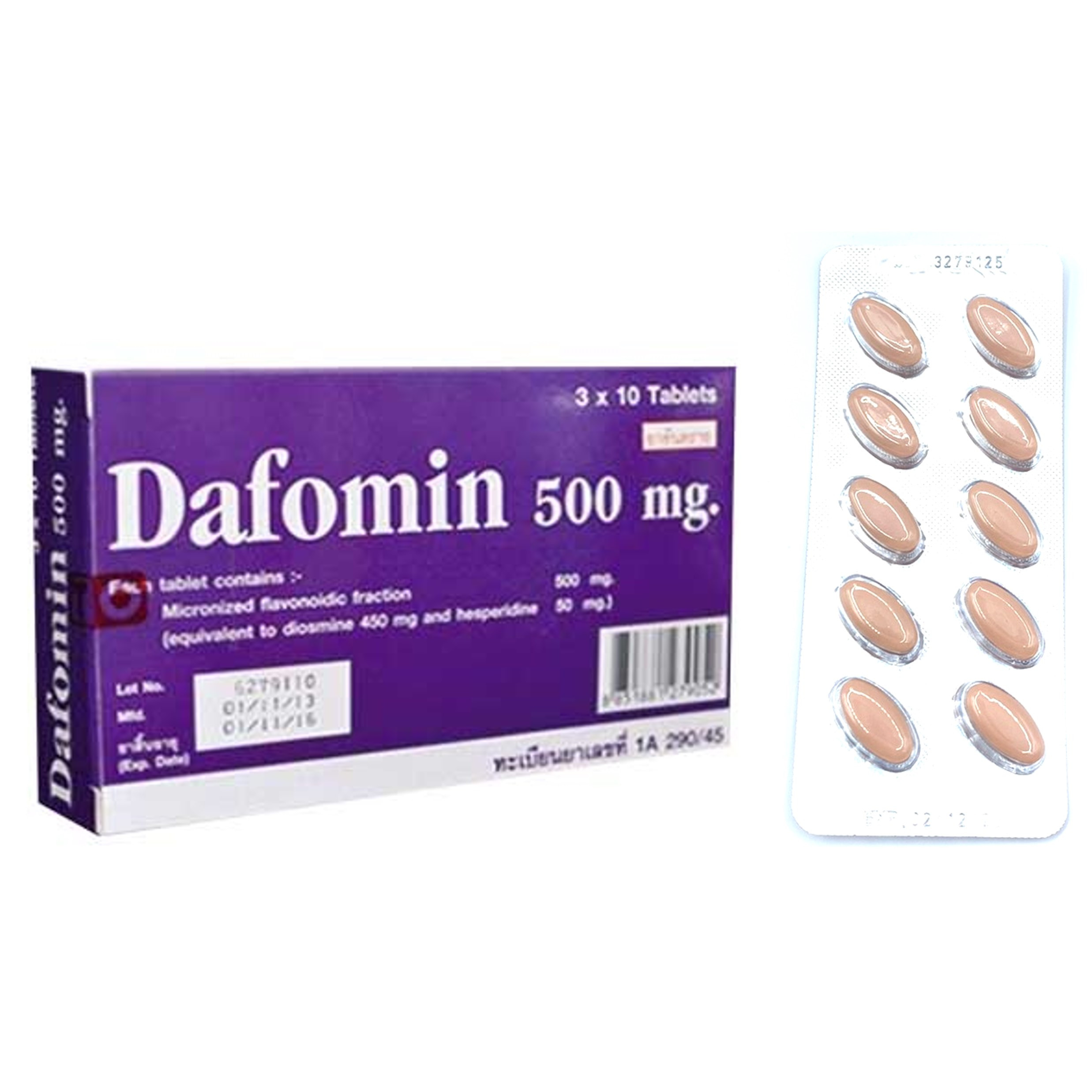 DAFOMIN 500MG.3*10'S.*ขายขาด ดาโฟมิน 500มก. กล่อง 3 แผง (Diosmin)