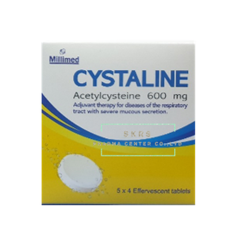 CYSTALINE 5*4'S*(กล่อง20เม็ด)*ขายขาด ซิสทาลีน 600มก. กล่อง 20 เม็ด (Acetylcysteine)