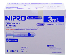 SYRINGE NIPRO 3ML.*ขายขาด กล่อง 100 อัน ไซริงค์ นิโปร 3มิลลิลิตร