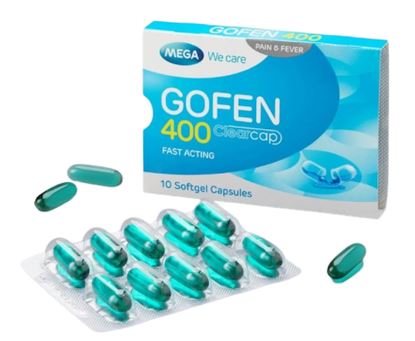 GOFEN 400MG.1*10'S. โกเฟน 400 มิลลิกรัม (กล่อง 1 แผง) (Ibuprofen) 