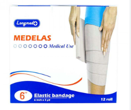 MEDELAS ELASTIC BANDAGE 6"x5หลา  เมดอีลาส อีลาสติก ผ้ายืดพันเคล็ด 6นิ้ว