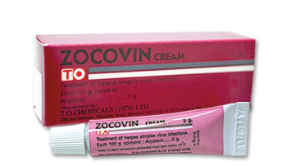 ZOCOVIN  CREAM 3G. TO. โซโควิน ครีม 3กรัม ทีโอ. (Acyclovir)