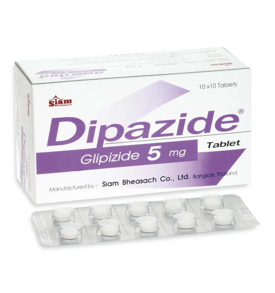 DIPAZIDE 5MG.10*10'S. ดิพพาไซด์ 5 มิลลิกรัม แผง 10เม็ด *ขายขาด (Glipizide)