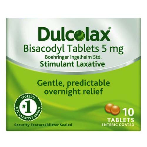 DULCOLAX 5MG.10'S. ดัลโคแลกซ์ 5 มิลลกรัม แผง10เม็ด (Bisacodyl)