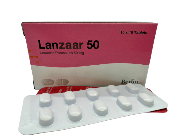 LANZAAR 50MG.10*10'S. แลนซาร์ 50 มิลลิกรัม (กล่อง 10 แผง) (Losartan)