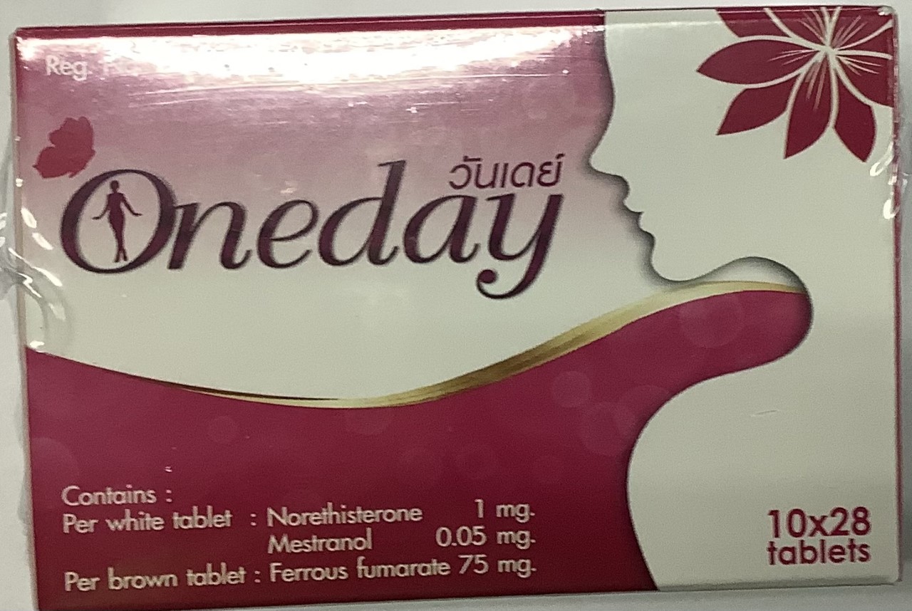 ONEDAY 28'S. วันเดย์ 28 เม็ด (Mestranol+Norethisterone)