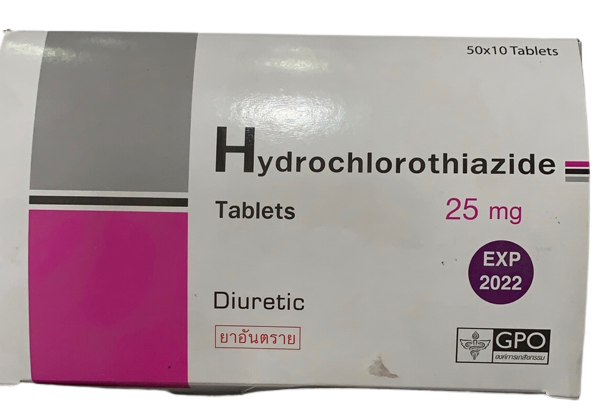 HCTZ 25MG.50*10'S.(GPO)*ขายขาด เอช-ซี-ที-แซส 25 มิลลิกรัม(Hydrochlorothiazide) (1กล่อง=50แผง)