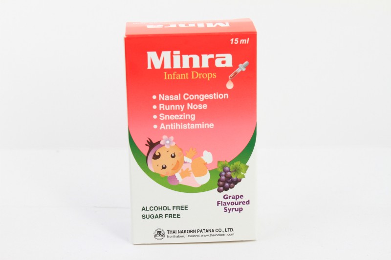 MINRA INFANT DROPS 15ML.(รสองุ่น)*ขายขาด มินร่า อินแฟรน ดรอป 15 มล (Brompheniramine+Phenylephrine)