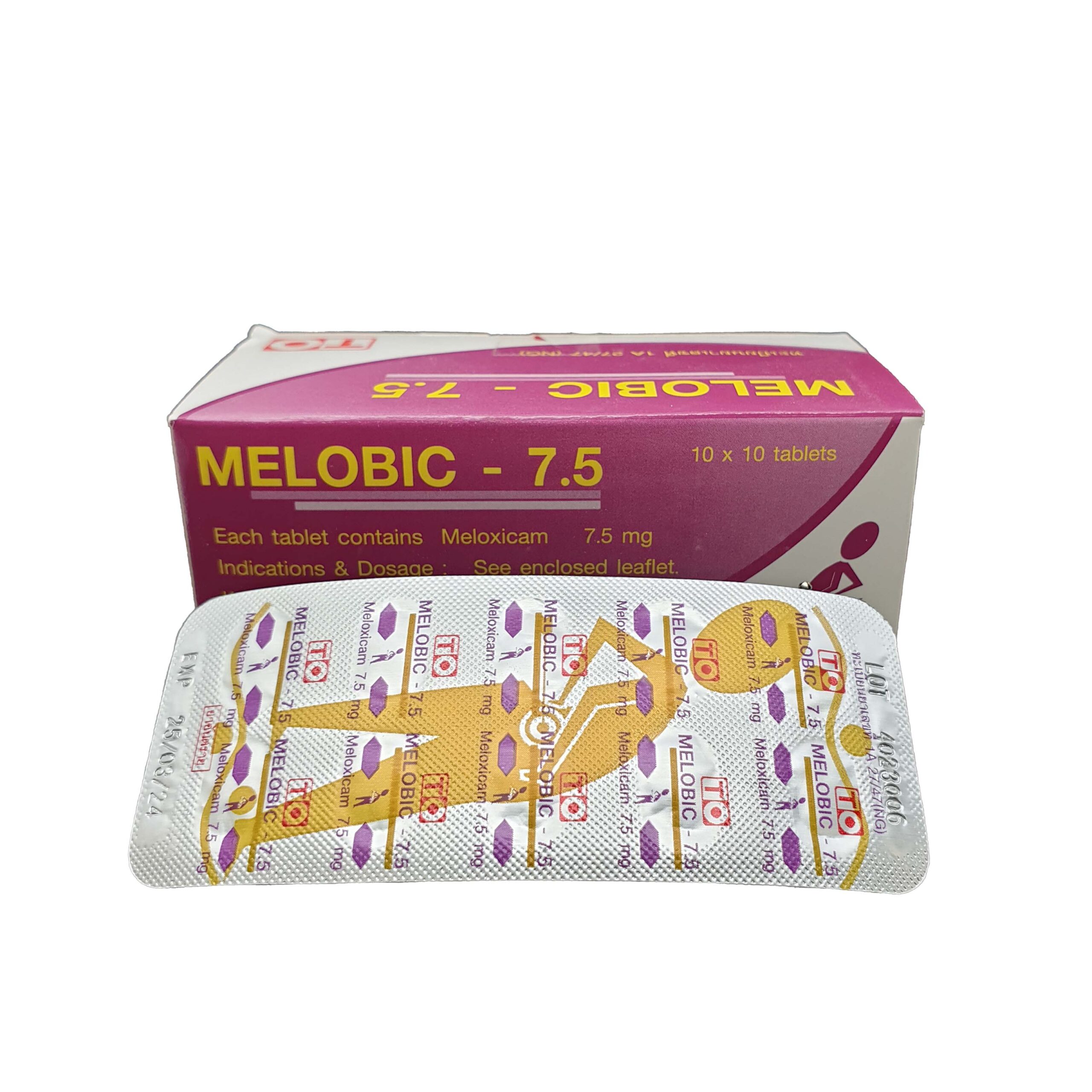 MELOBIC 7.5MG.10*10'S. มีโลบิค 7.5 มก. (Meloxicam)