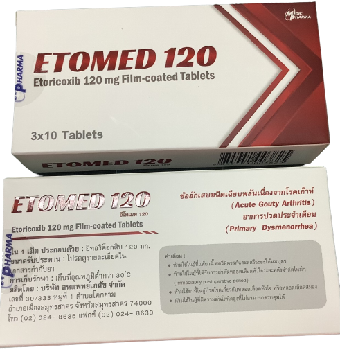 ETOMED 120MG 3*10'S.   อีโทเมด 120 มิลลิกรัม ขายขาด* (Etoricoxib)