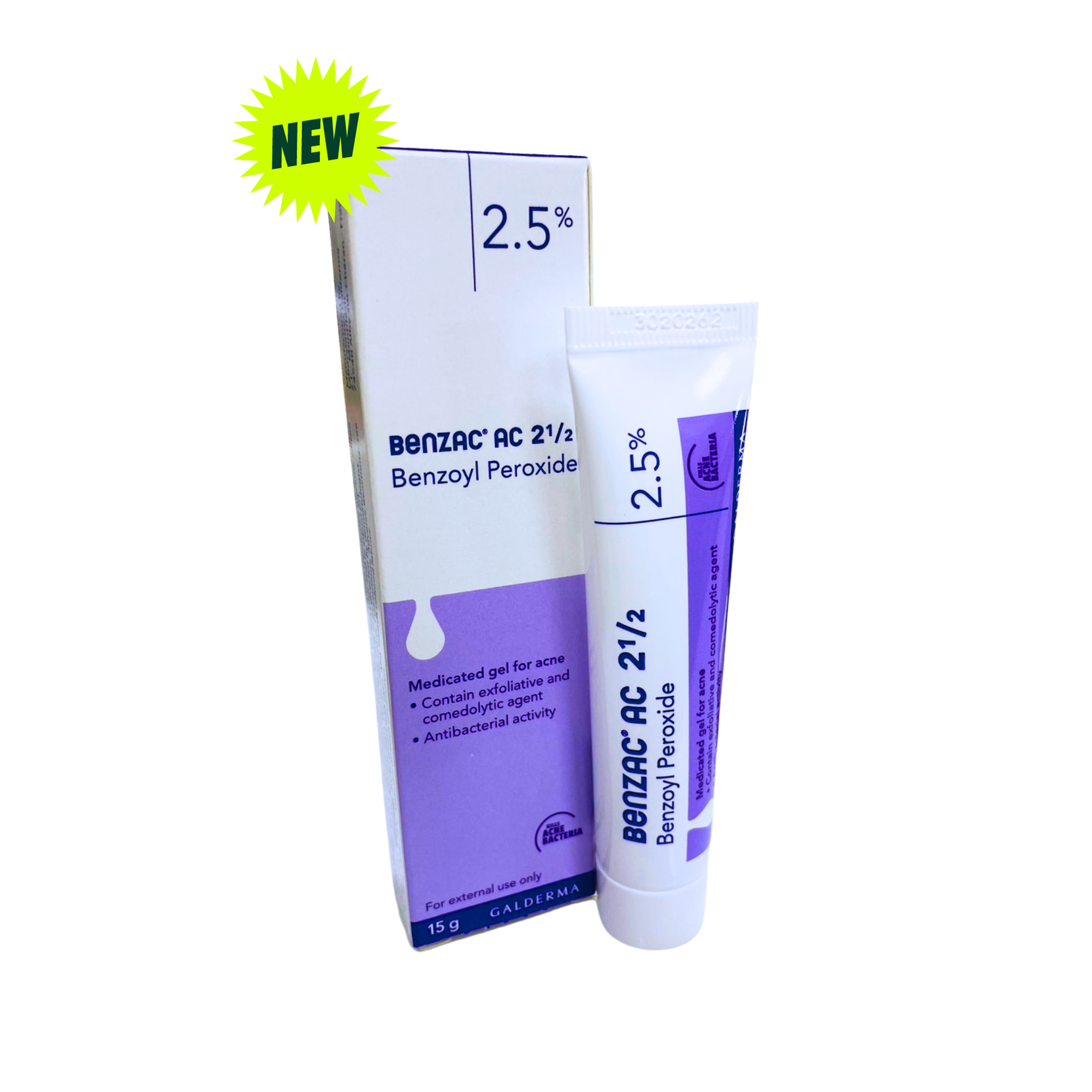 BENZAC AC GEL 2.5%15G. เบนแซค เอซี เจล 2.5%  15กรัม (Benzoyl Peroxide)