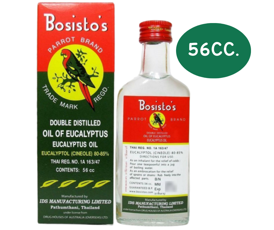 น้ำมันยูคาลิปตัส BOSISTO'S OIL 56ML. โบสิสโต 56 มิลลิลิตร