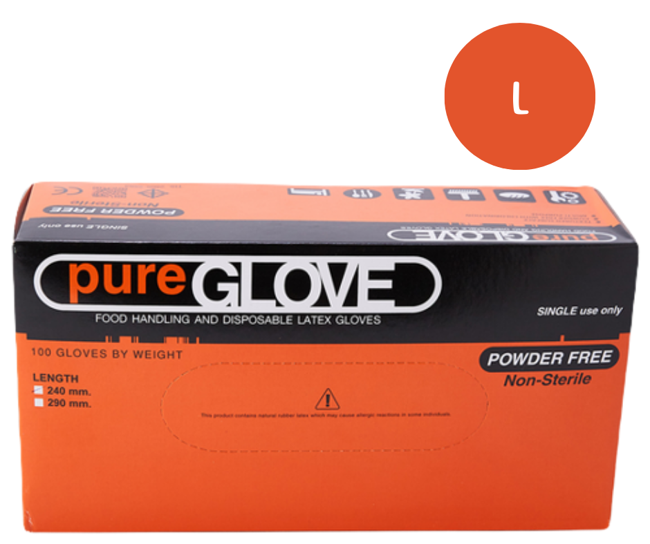 ถุงมือยาง ชนิดไม่มีแป้ง PURE GLOVE (L)*ขายขาด