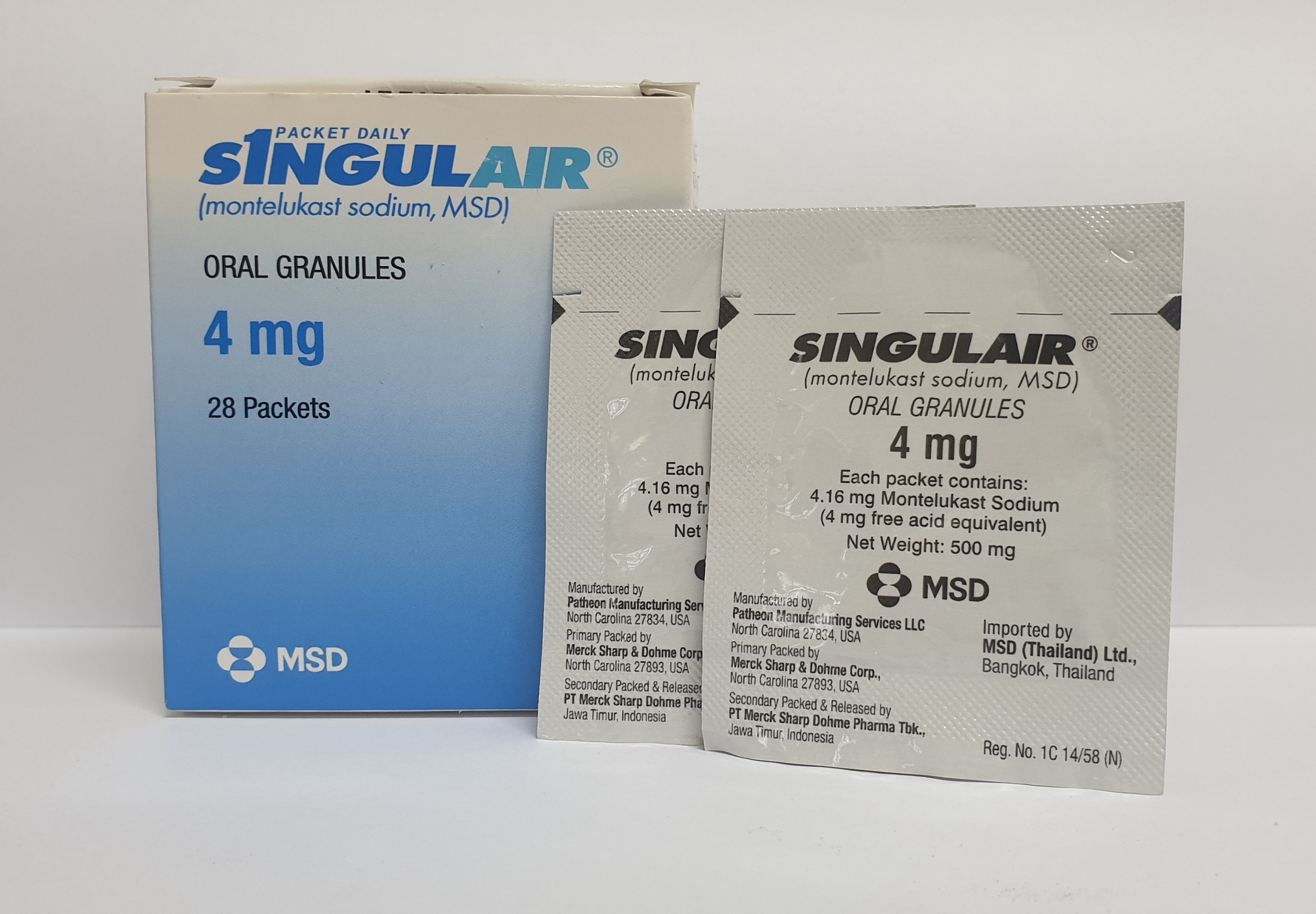 SINGULAIR ORAL GRANULE 4MG.28ซอง ซิงกูแลร์ 4มิลลิกรัม (ผง)