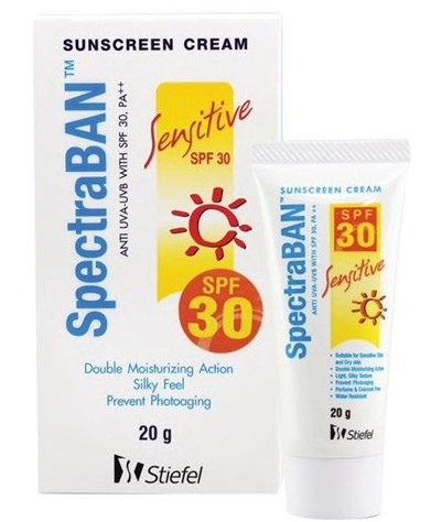 SPECTRABAN SENSITIVE SPF30 20G. กันแดดสเปคตร้าแบน เซนซิทีฟ  เอสพีเอฟ 30  หลอด 20 กรัม