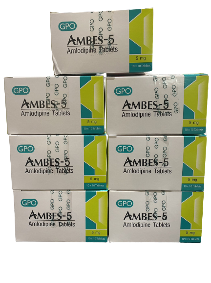 AMBES 5MG 10*10'S GPO.*ขายขาด แอมเบส 5มก.(กล่อง 10แผง) องค์การ (Amlodipine 5mg)