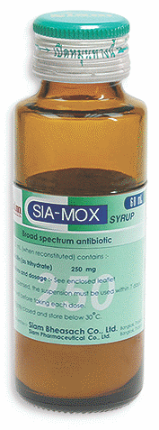 SIAMOX 250MG.60ML. เซียม็อก 250มิลลิกรัม 60มล. *ขายขาด (Amoxicillin)