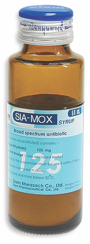 SIAMOX 125MG.60ML. เซียม็อก 125มิลลิกรัม 60มล. *ขายขาด (Amoxicillin)